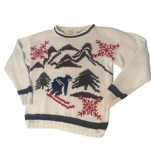 Vintage 80’s Ski Scene Sweater Kids size 14 EUC